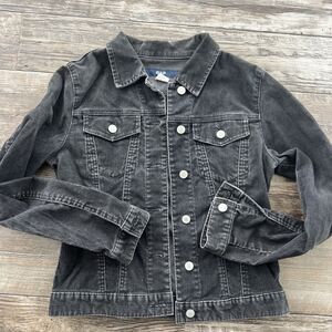Vtg Y2K GAP Corduroy Jacket Womens Size Small‎ Black Trucker Stretch 2004